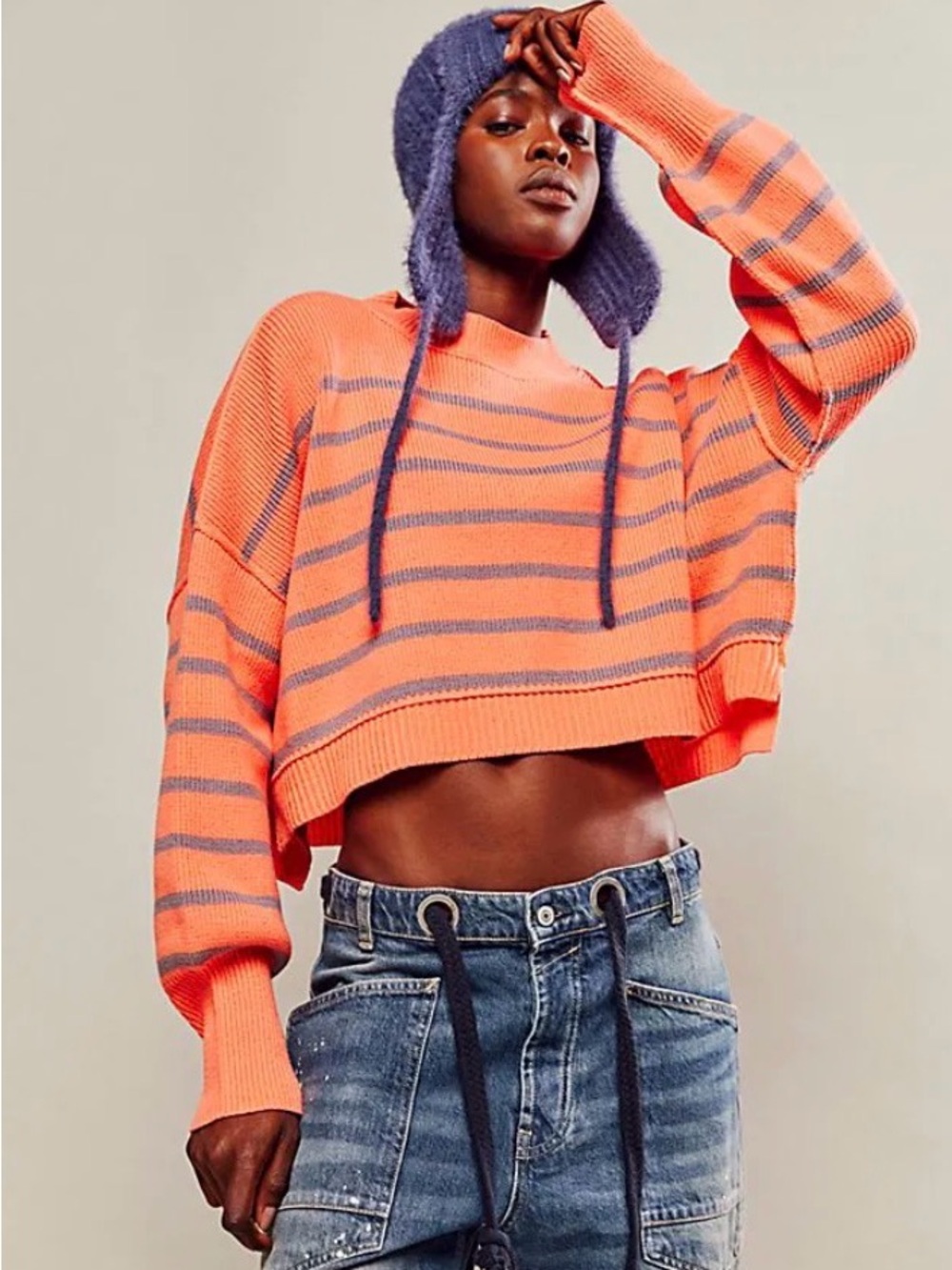 Free People Easy Street Stripe Crop Sweater